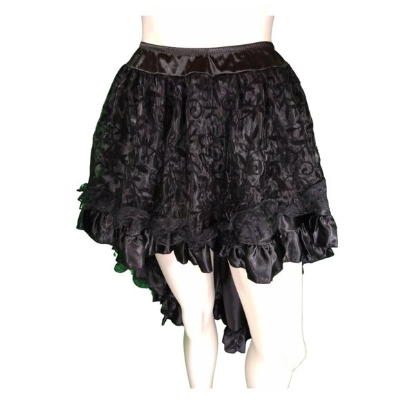 Black Hi Low Skirt with leaf lace overlay - Picture 1 of 1